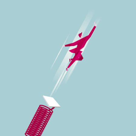Businessman high jump with springboard. Concept businessのイラスト素材