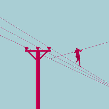Businessman in equilibrium on the cable.Business concept.のイラスト素材