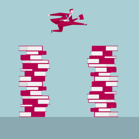 Businessman crosses books, business conceptのイラスト素材