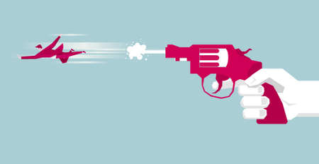 Revolver shooting, businessman shot from the pistol.のイラスト素材