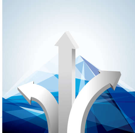 Curved arrow symbol concept design, Blue abstract background.のイラスト素材