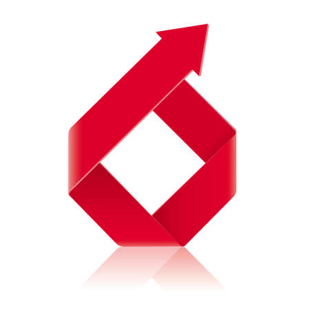 Folded arrow symbol, The background is white.のイラスト素材