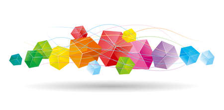 The abstract element of the cube, the background is white.のイラスト素材