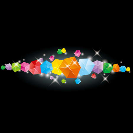 Colorful cubes on black backgroundのイラスト素材