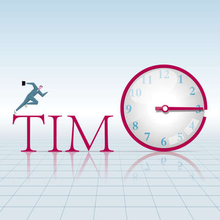 The letter design of the watch. Isolated on blue background.