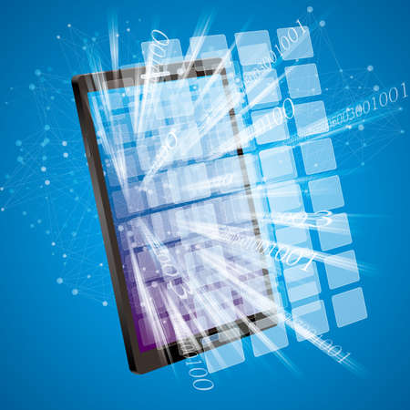 Vector drawn mobile phone. Cloud computing concept.のイラスト素材