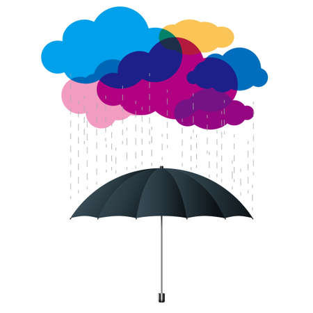 Cloud computing concept design. Clouds and umbrellas.のイラスト素材