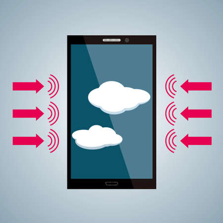 Vector drawn mobile phone. Cloud computing concept.のイラスト素材