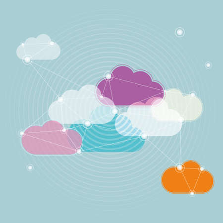 Cloud computing concept design. The background is blue.のイラスト素材