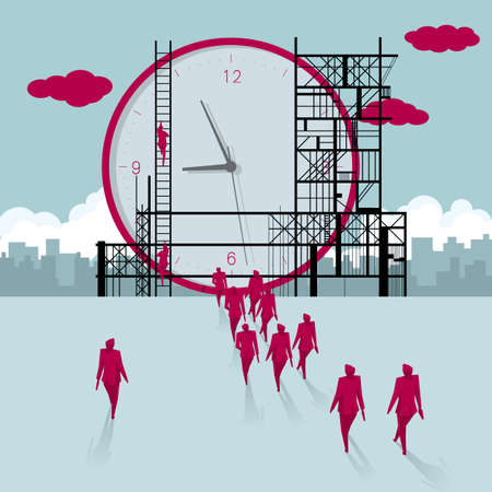 Business people walking towards ladder at construction siteのイラスト素材