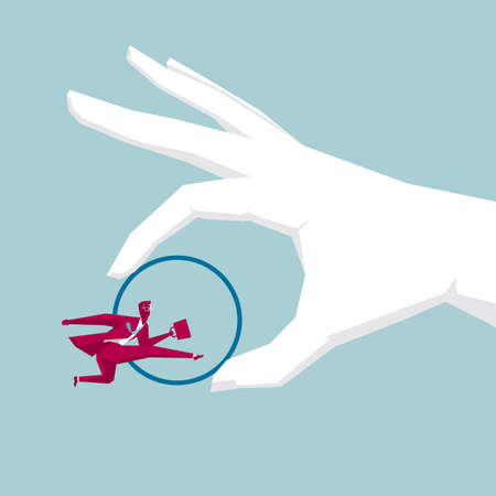 Business concept design, a businessman is crossing the circle in hand.のイラスト素材