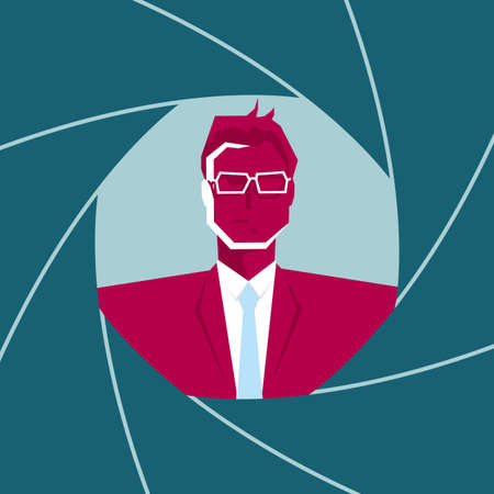 Businessman avatar in a camera lens.のイラスト素材