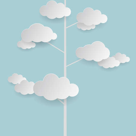 Cloud computing concept - A cloud tree isolated on blue background.のイラスト素材