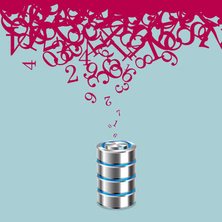 Hard drive storage for a huge database. Isolated on blue background.のイラスト素材