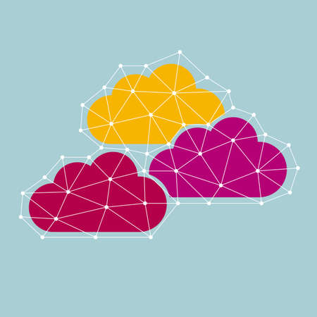 Cloud computing connection concept design. Isolated on blue background.のイラスト素材