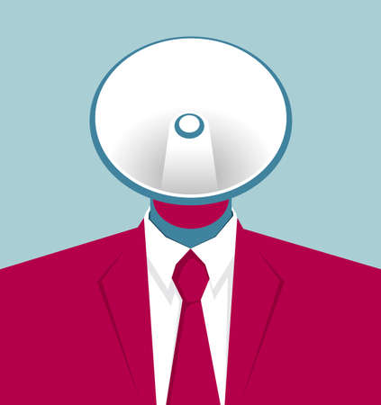 Loud business person concept design. Isolated on blue background.のイラスト素材