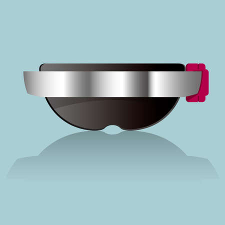 Digital smart goggles. Isolated on blue background.のイラスト素材
