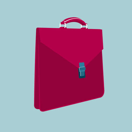 Vector drawn briefcase. Isolated on blue background.のイラスト素材