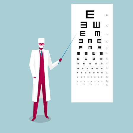 Ophthalmic test design. Isolated on blue background.
