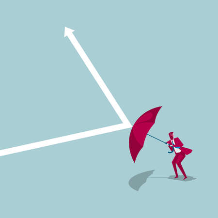 Businessman holding an umbrella to divert an arrowのイラスト素材