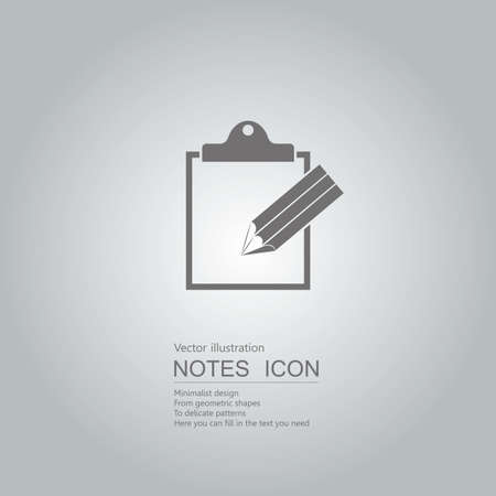 Sticky notes and pencil icon isolated on grey background.のイラスト素材