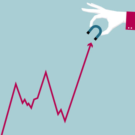 Business performance statistics. Isolated on blue background.のイラスト素材