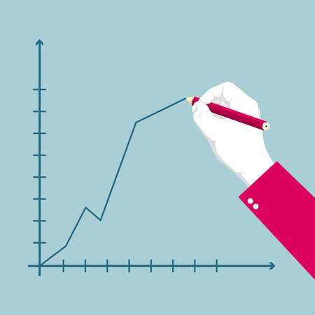Hand drawing a line chart with a pencilのイラスト素材
