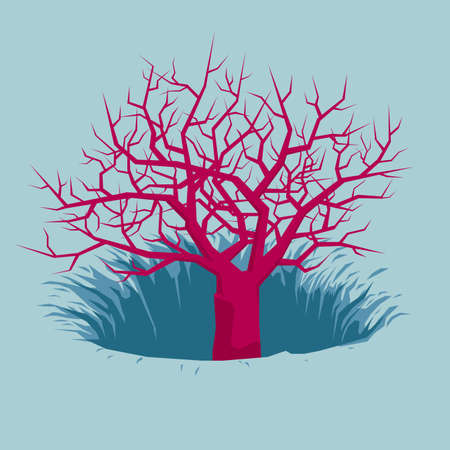 The tree is in a trap. Isolated on blue background.のイラスト素材