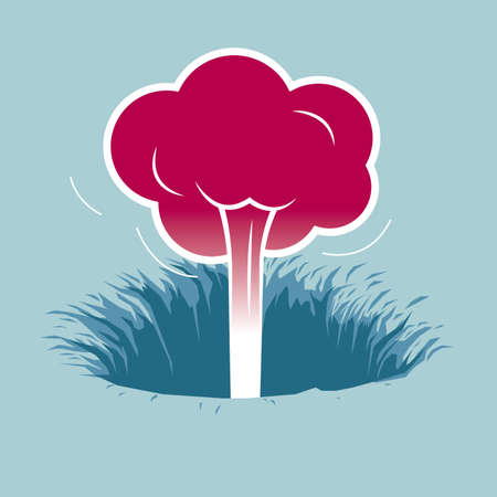 The explosion is underground. Isolated on blue background.のイラスト素材