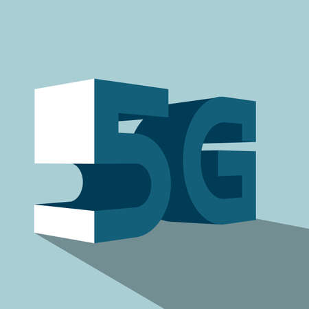 5G symbol. Isolated on blue background.のイラスト素材