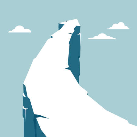 Arrow shaped mountain. Isolated on blue background.のイラスト素材