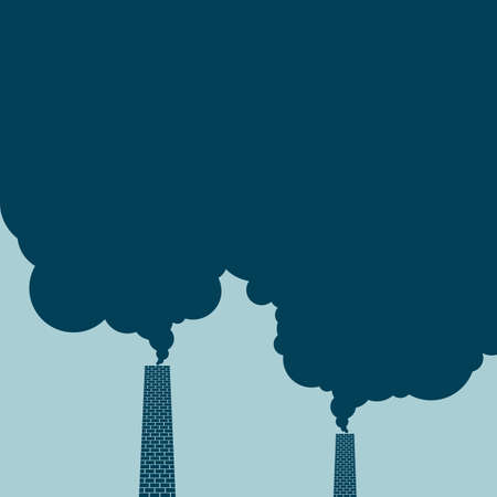 Factory environmental pollution. Isolated on blue background.のイラスト素材