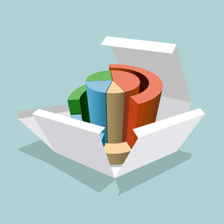 Colorful chart in the box. Isolated on blue background.のイラスト素材