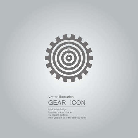 Gears and bull's-eye icon  on gray gradient background.のイラスト素材