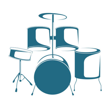 Drum set on white background.のイラスト素材