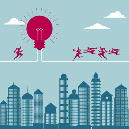 Team concept, everyone's ideas. Isolated on blue background.のイラスト素材