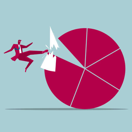 Businessman kicking statistics from chartのイラスト素材