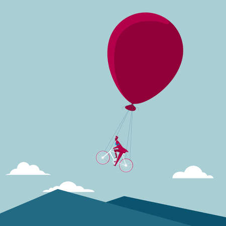 Cycling in the air. Isolated on blue background.のイラスト素材