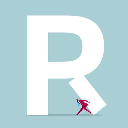 Businessman with carrying part of alphabet Rのイラスト素材
