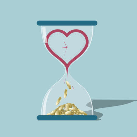 Time and wealth. Isolated on blue background.のイラスト素材