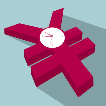 Time is money. Isolated on blue background.のイラスト素材