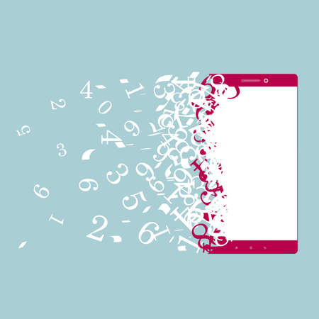 Vector drawn smartphone. Isolated on blue background.