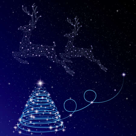 Christmas design elements. The background is blue.のイラスト素材