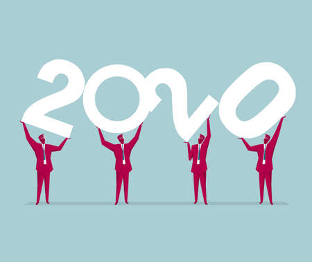 New Year 2020 symbol design. Isolated on blue background.のイラスト素材