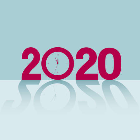 New Year 2020 symbol design. Isolated on blue background.のイラスト素材