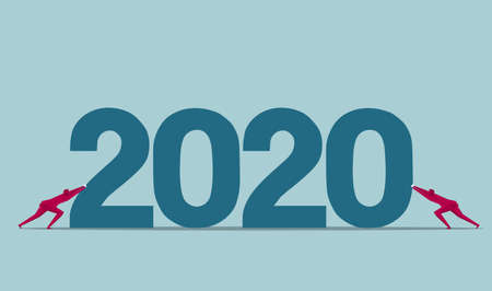 New Year 2020 symbol design. Isolated on blue background.のイラスト素材