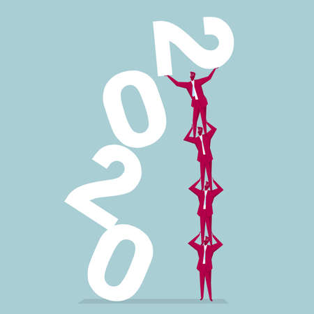 New Year 2020 symbol design. Isolated on blue background.