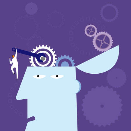 Brainstorm concept design. The background is purple.のイラスト素材