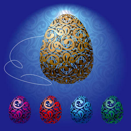 Easter egg design, abstract floral pattern background.のイラスト素材