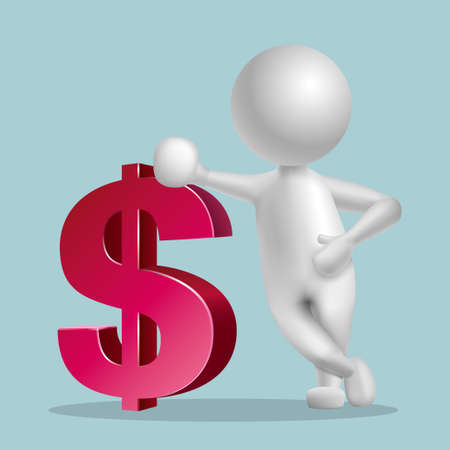 drawn people symbol, Rely on the dollar.のイラスト素材